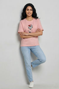 Zivame Mickey Knit Cotton Loungewear Top - Gossamer Pink — thumbnail 6